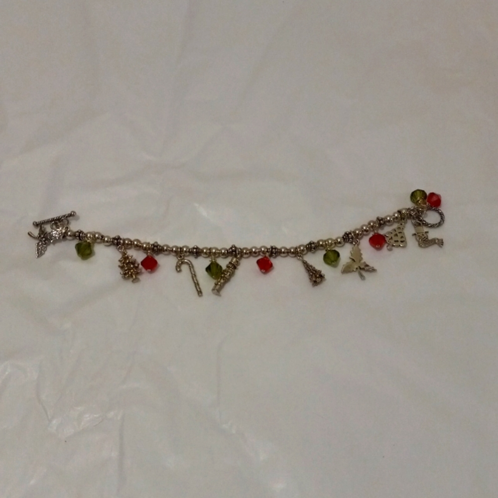 ALL Sterling silver beads and charms Christmas  Bracelet